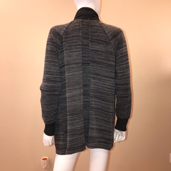 H by Halston Cardigan Sweater Womens Size M Open Front Deep Pockets Dark Grey - Picture 3 of 14